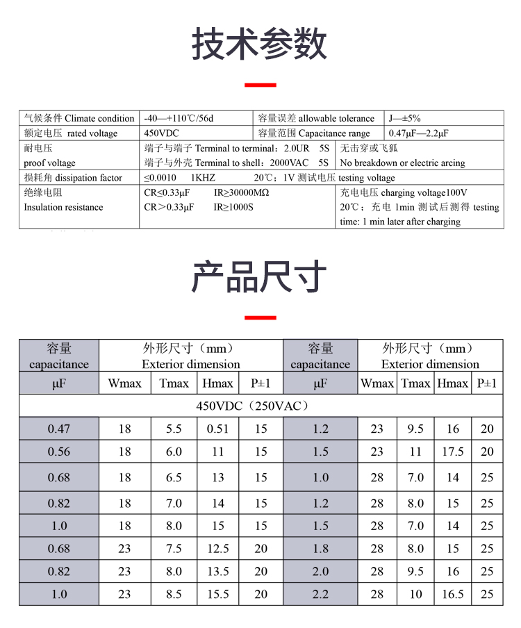 MDH點火電容的參數