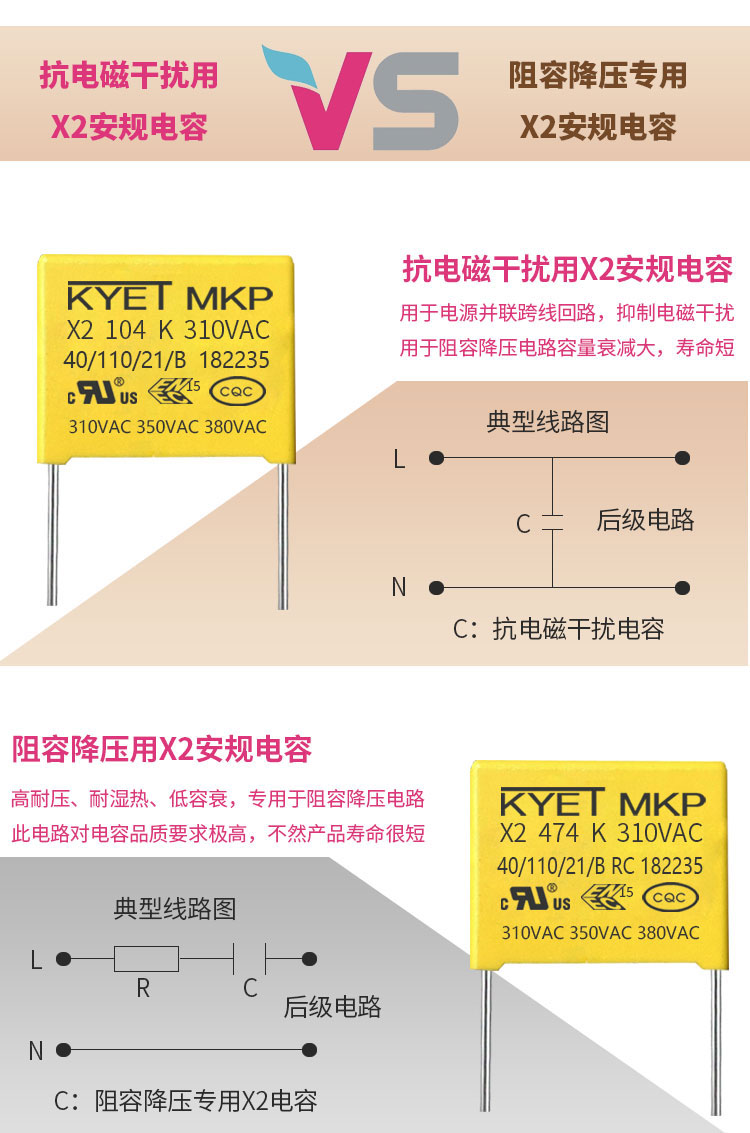 阻容降壓x2電容與抗干擾X2電容的區別